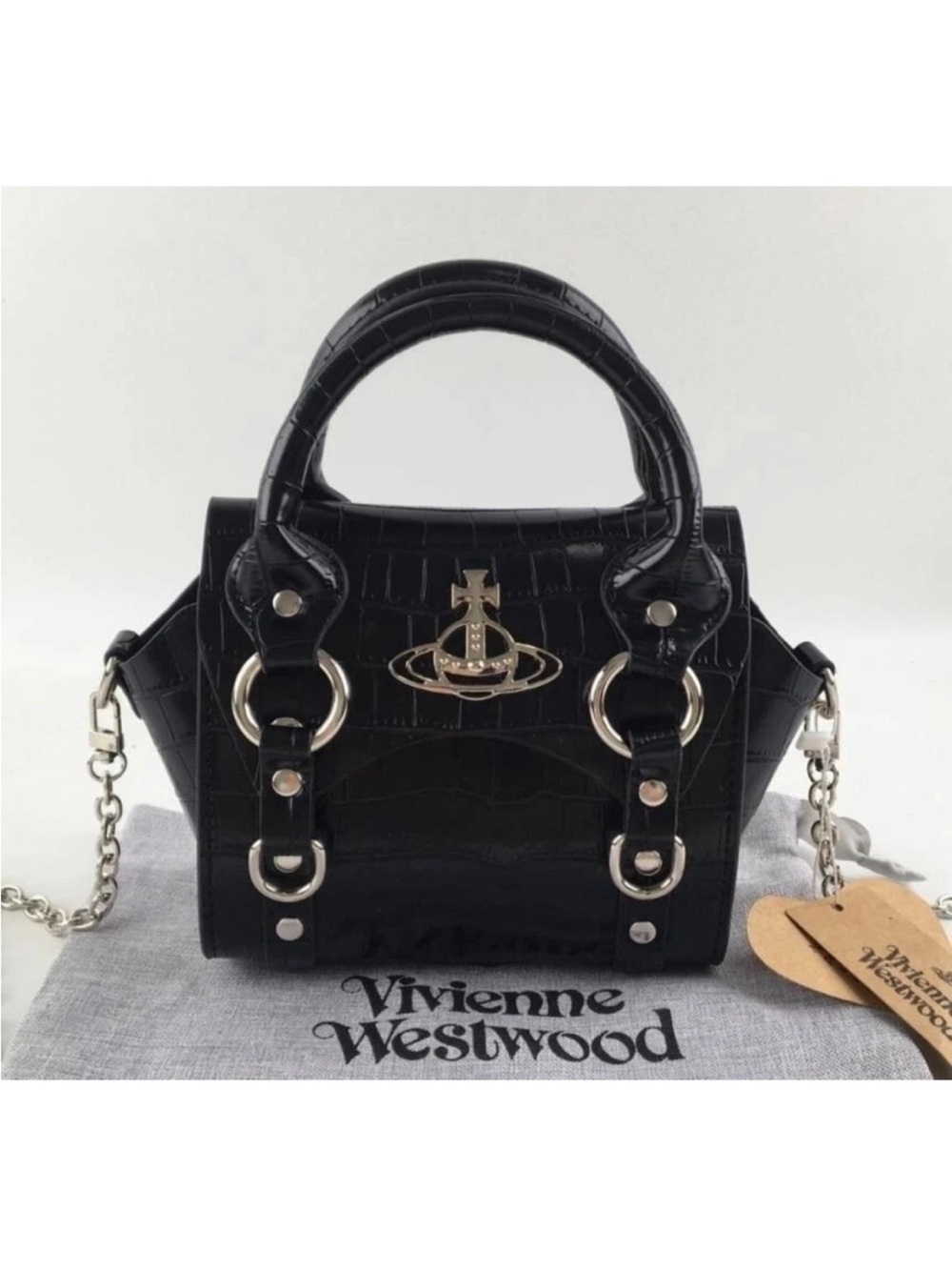NWT Vivienne Westwood Black Betty Croc Mini Handbag + Dust Bag